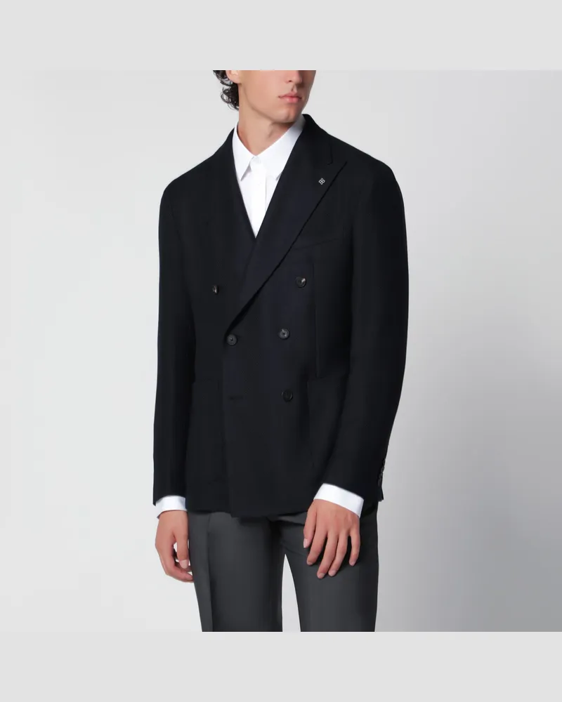 Tagliatore Blaue doppelreihige Jacke aus Wolle Blue