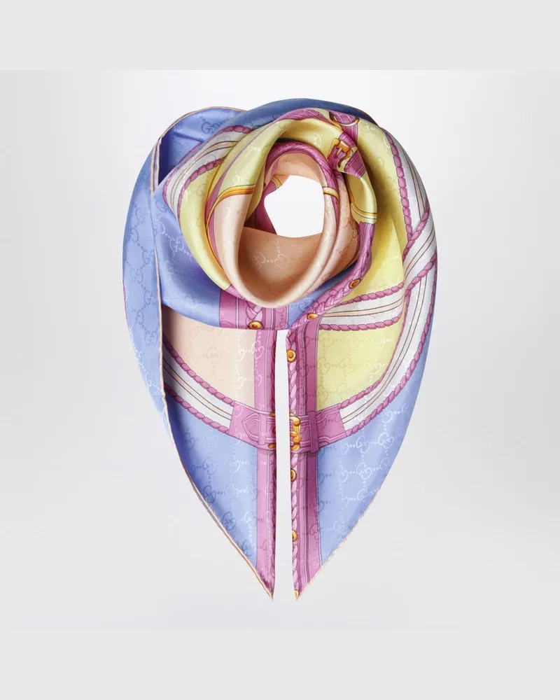 Gucci Rosa/lila Jacquard-Seidenschal mit Print Blau