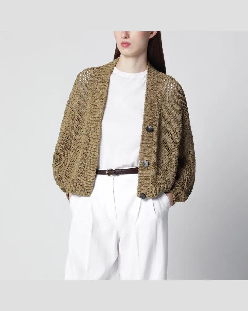 Roberto Collina Strick-Cardigan in Militärgrün aus Baumwollmischung Green