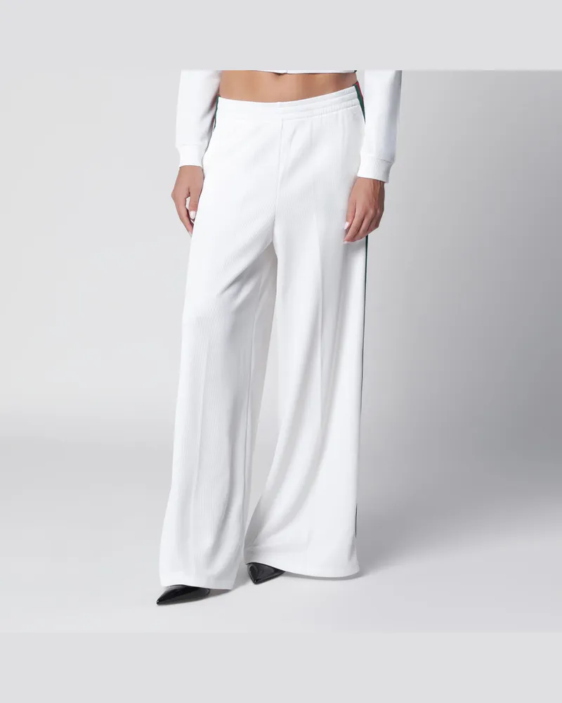 Gucci Weiße Leisure-Hose aus Baumwolljersey mit Web-Streifen White
