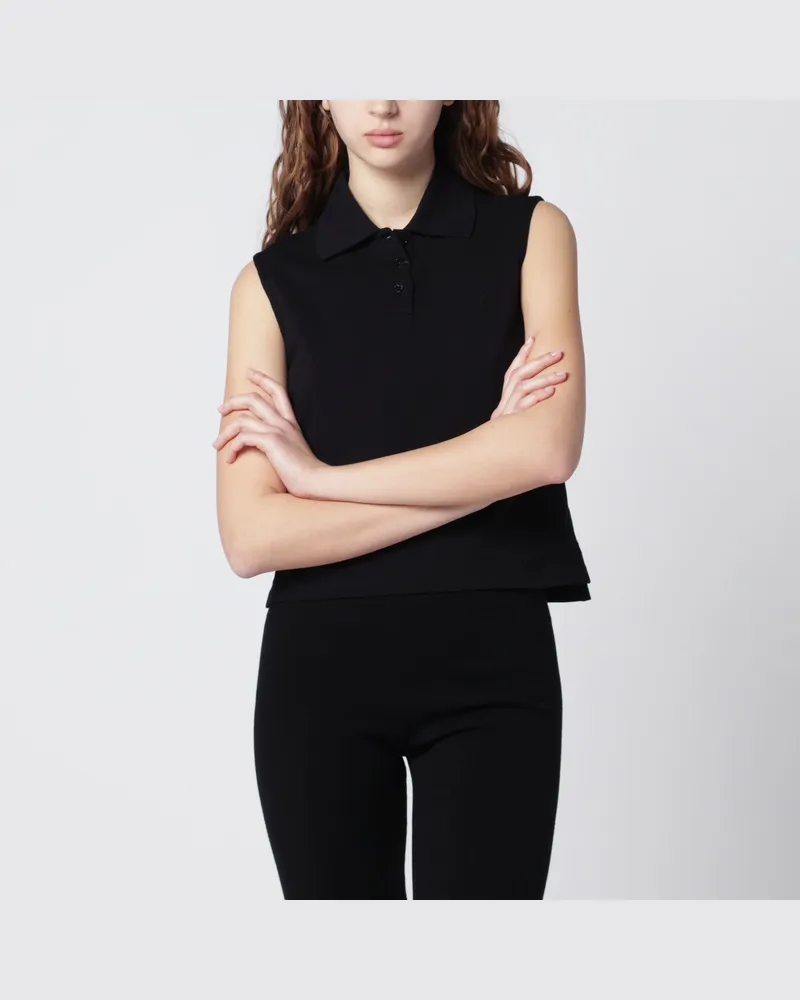 Saint Laurent Ärmelloses Schwarzes Polo Mit Cassandre-Logo Black