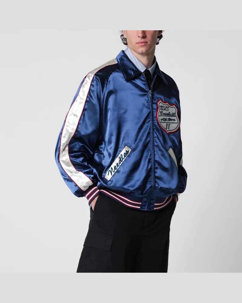NEEDLES Stadium Jacket aus Polyester-Satin in Navy Blue