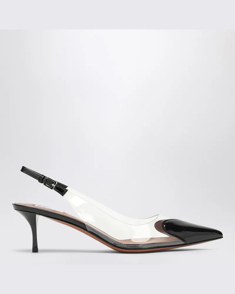 Alaïa Le Coeur schwarzes Lackleder Slingback Schwarz