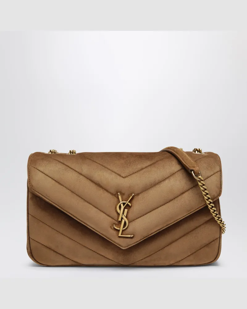 Saint Laurent Mittelgroße Loulou Tasche orange aus Veloursleder Orange