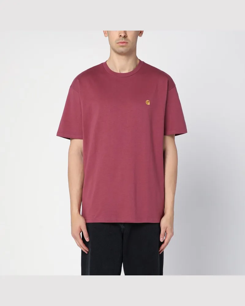 Carhartt WIP Dusty Fuchsia/Gold S/S Chase T-Shirt aus Baumwolle Mehrfarbig