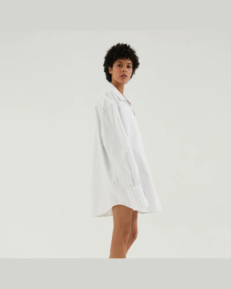 1989 STUDIO Gestreiftes l/s Hemdkleid weiß White