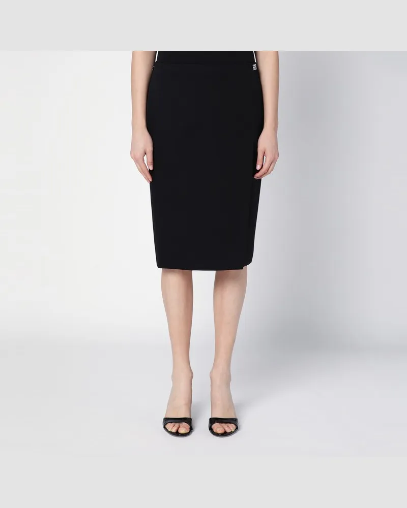 Givenchy Schwarzer Wollrock mit 4G-Metallknopf Schwarz