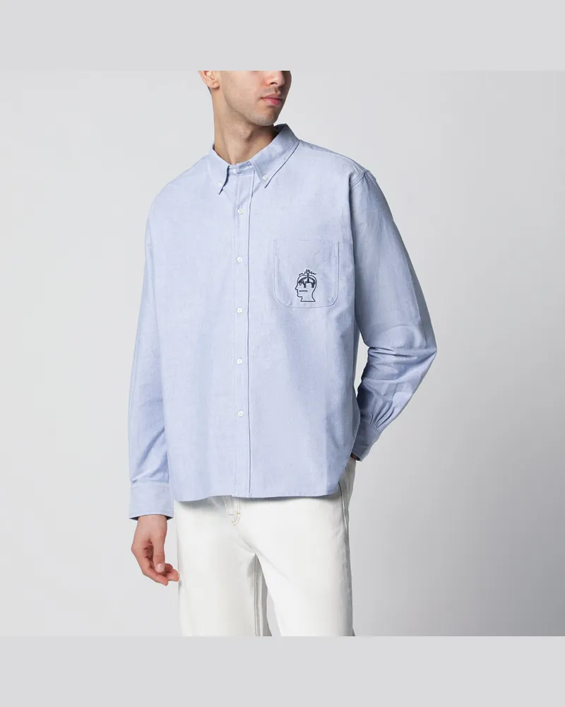 Brain Dead Hellblaues Button-Down-Hemd aus Baumwolle Light