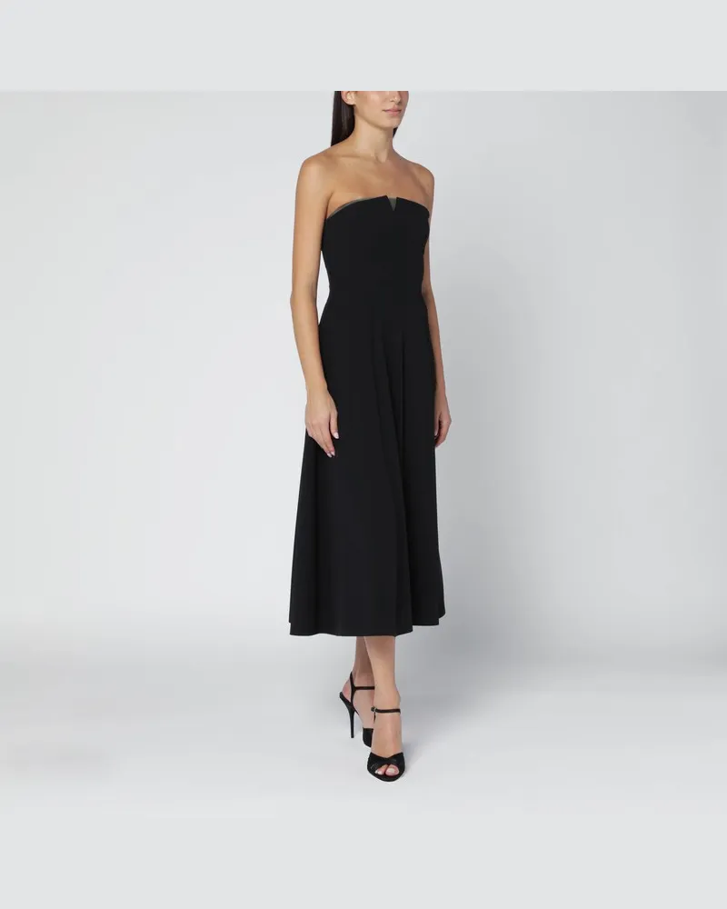 Alberta Ferretti Schwarzes ärmelloses Stretch-Cady-Kleid Schwarz