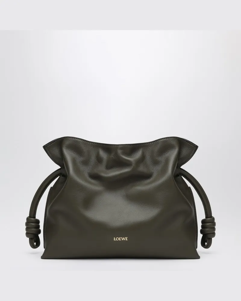 Loewe Mittlere Flamenco-Clutch in Dunkel-Khaki Grün