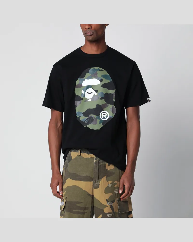 BAPE Schwarzes T-Shirt mit Camouflage-Print Black