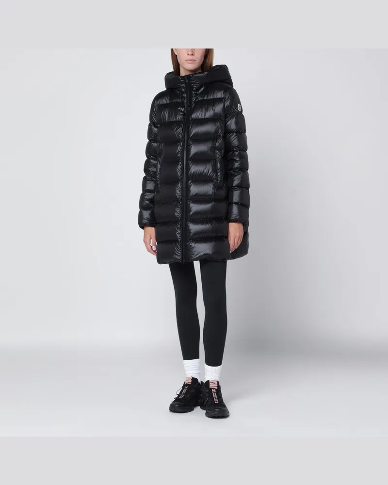 Moncler Schwarze Daunenjacke Suyenne mit Kapuze Schwarz