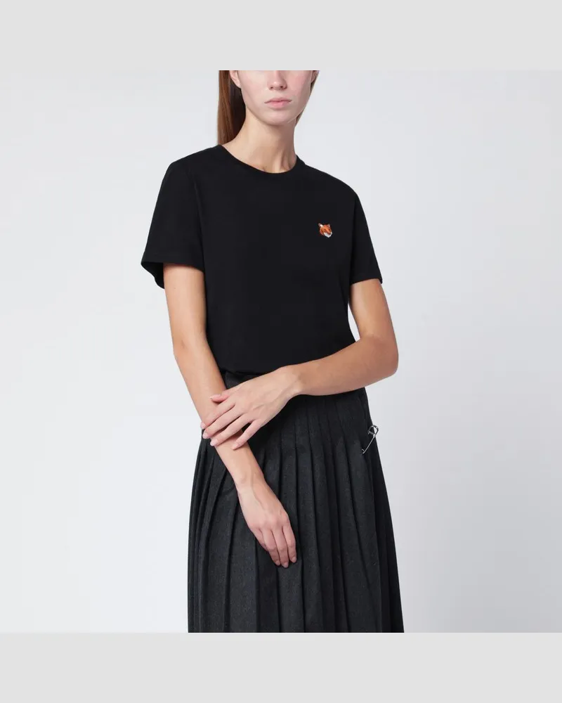 Kitsuné Schwarzes T-Shirt mit Logo-Patch Schwarz