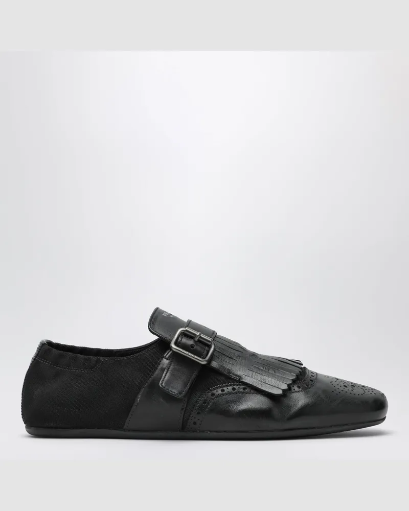 Prada Shuffle Schuhe mit Schnalle aus schwarzem Leder Black