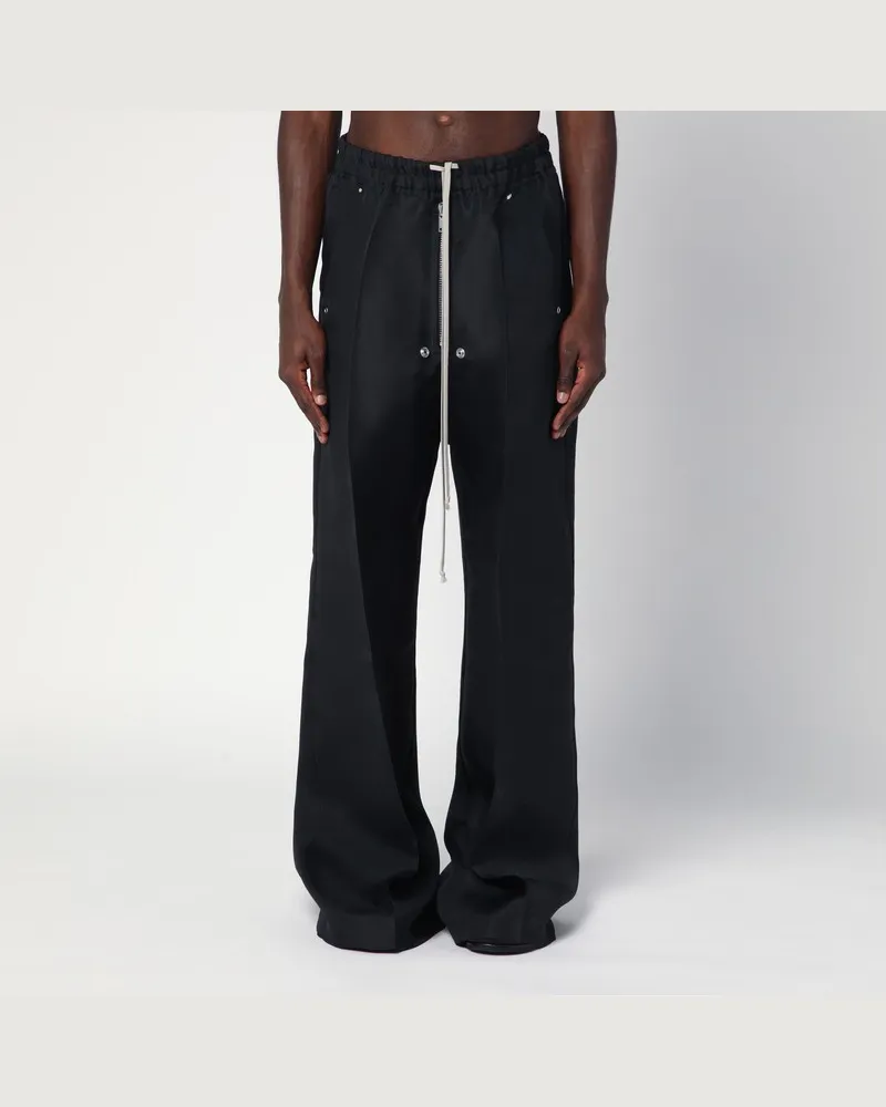 Rick Owens Wide Bela schwarze Hose aus Seide Schwarz