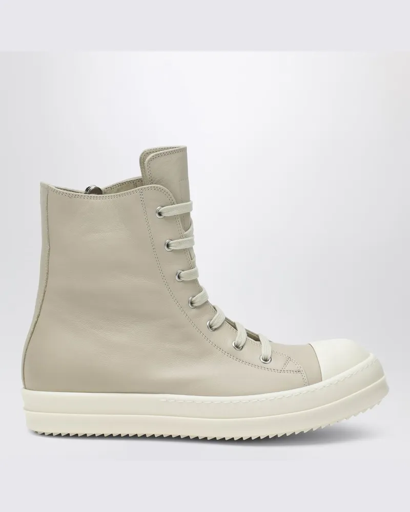 Rick Owens Hoher Sneaker aus Sand/weißem Leder Beige