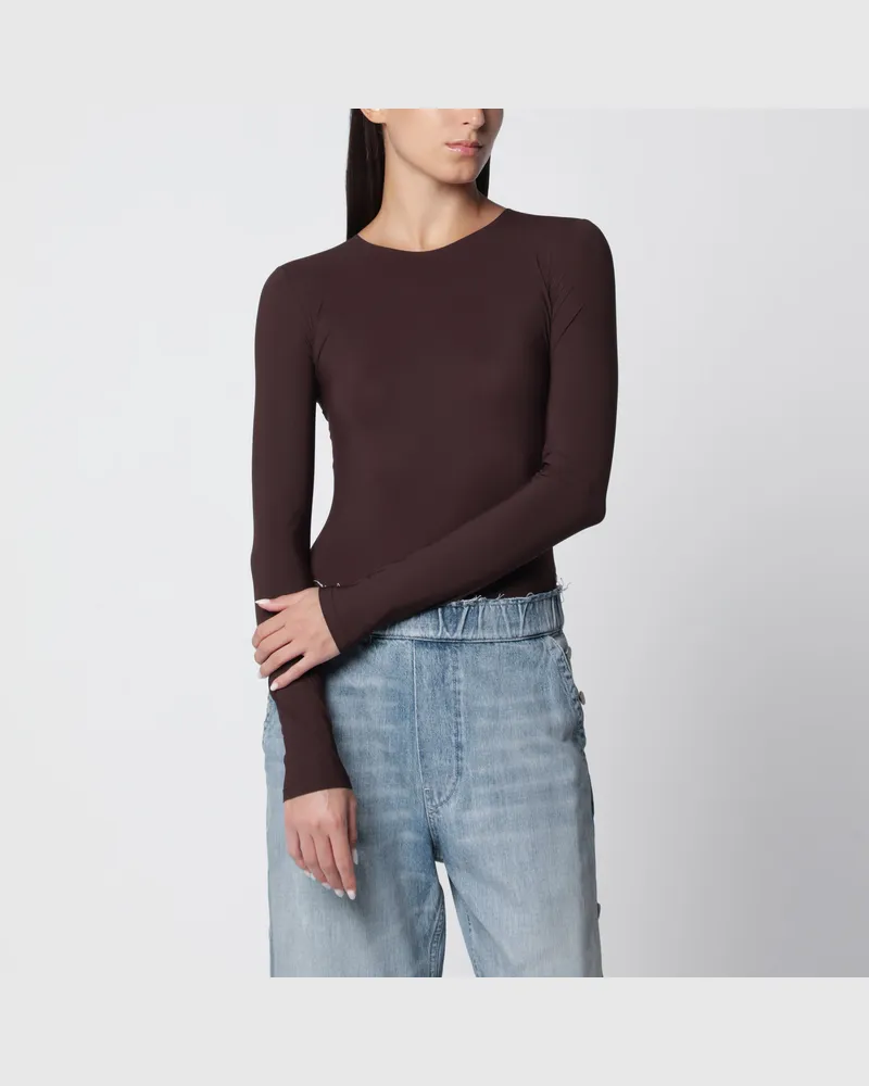 Maison Margiela Langärmeliger Body aus Lycra-Jersey in Braun Brown
