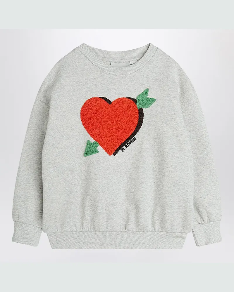 Mini Rodini Grau Sweatshirt mit Herz und Pfeil aus Chenille Grey