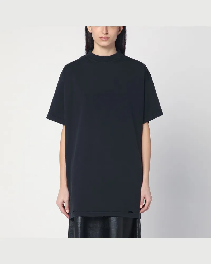 Balenciaga Schwarzes Oversize-T-Shirt Painted aus Vintage-Jersey Schwarz