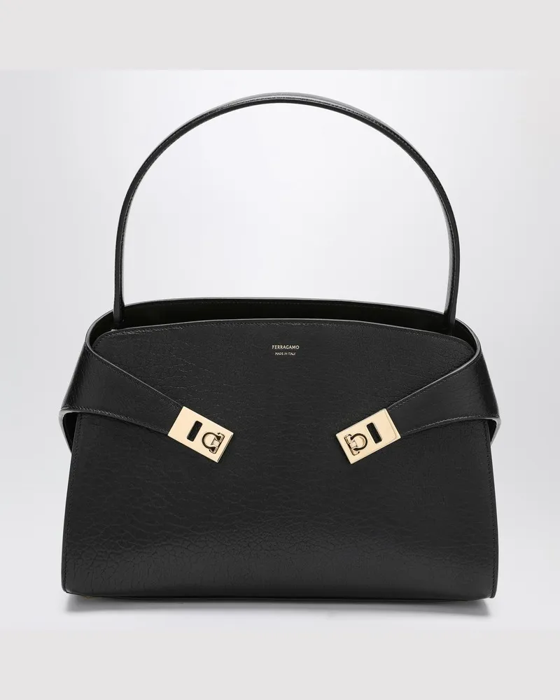 Ferragamo Schwarz/braune Leder Hug M Handtasche Schwarz