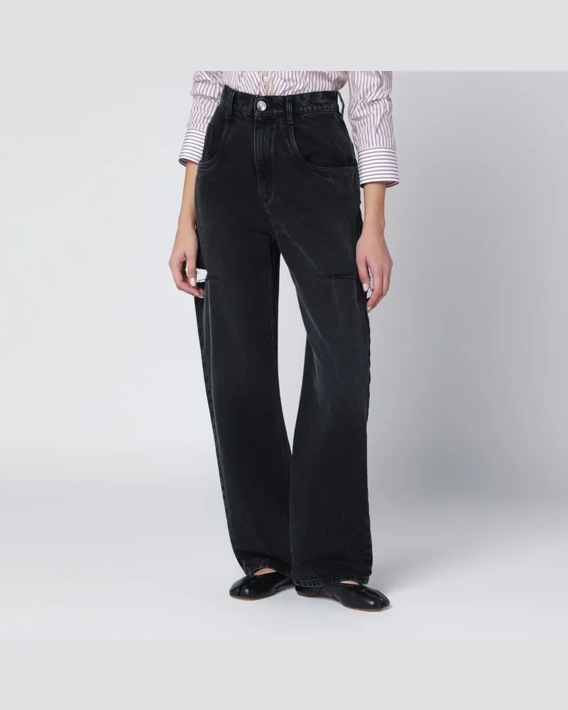 Maison Margiela Schwarze gewaschene Jeans mit seitlichen Rissen Schwarz