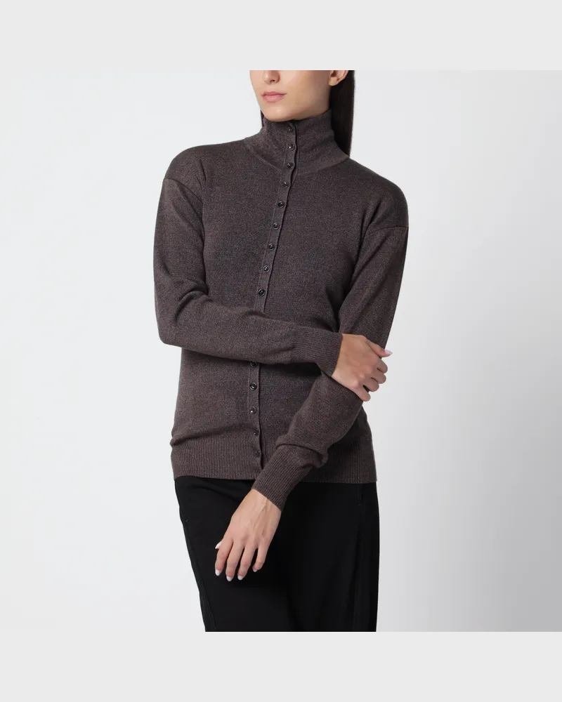 Christophe Lemaire Woll-Ecorce-farbenes Knopf-Top Brown
