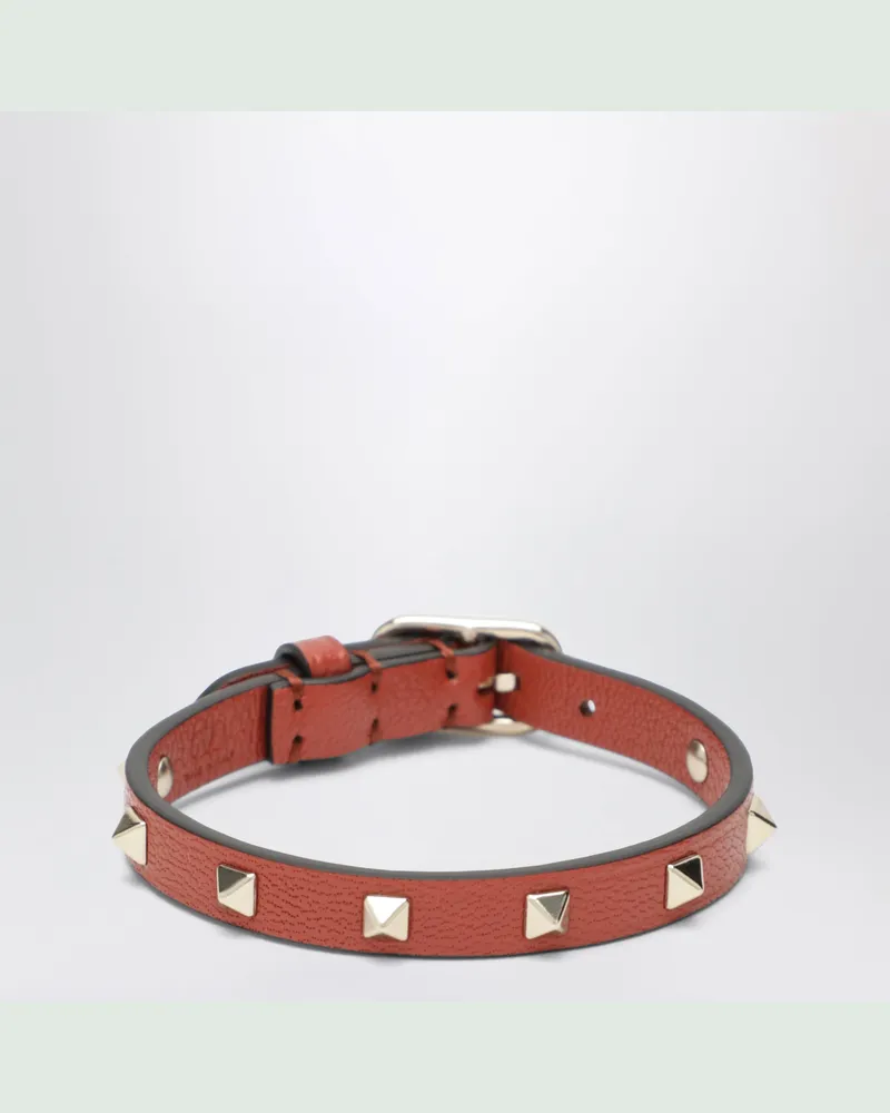 Valentino Garavani Mohnrotes Rockstud Armband aus Leder Red