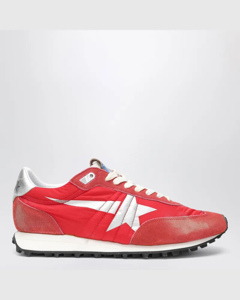 Golden Goose Marathon Sneaker in Rot/Silber aus Nylon und Veloursleder Red