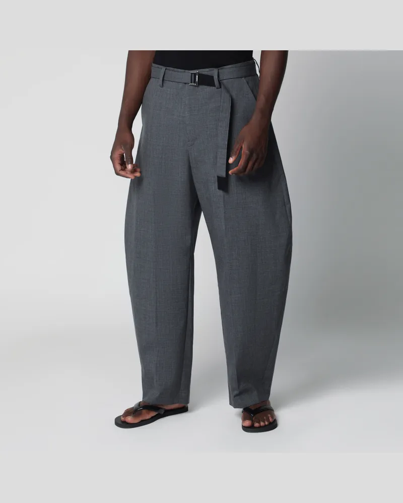 Sacai Graue Wollhose mit Gürtel Grey