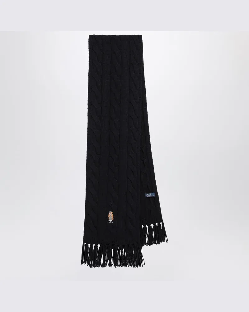 Ralph Lauren Marineblaue Woll-Polo-Bär-Schal Blau