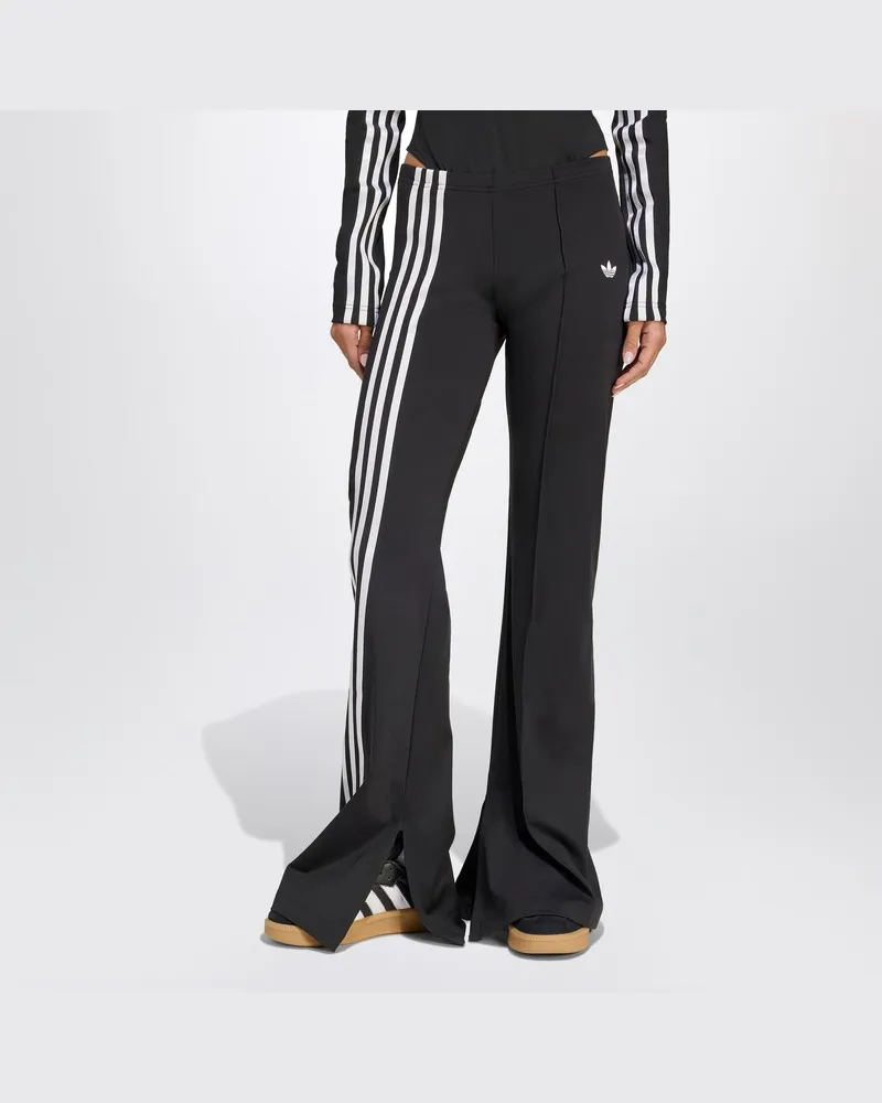 adidas Schwarze ausgestellte Hose mit seitlichen Streifen Schwarz