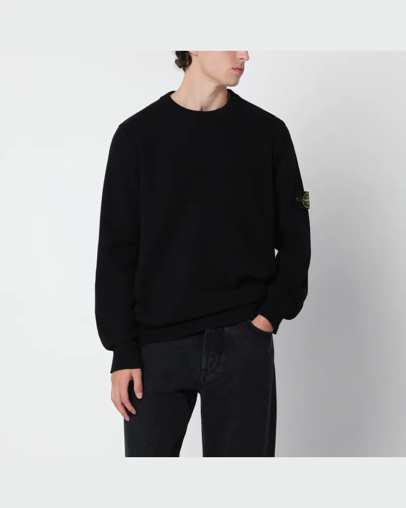 Stone Island Schwarzer Pullover aus Wollgemisch Black