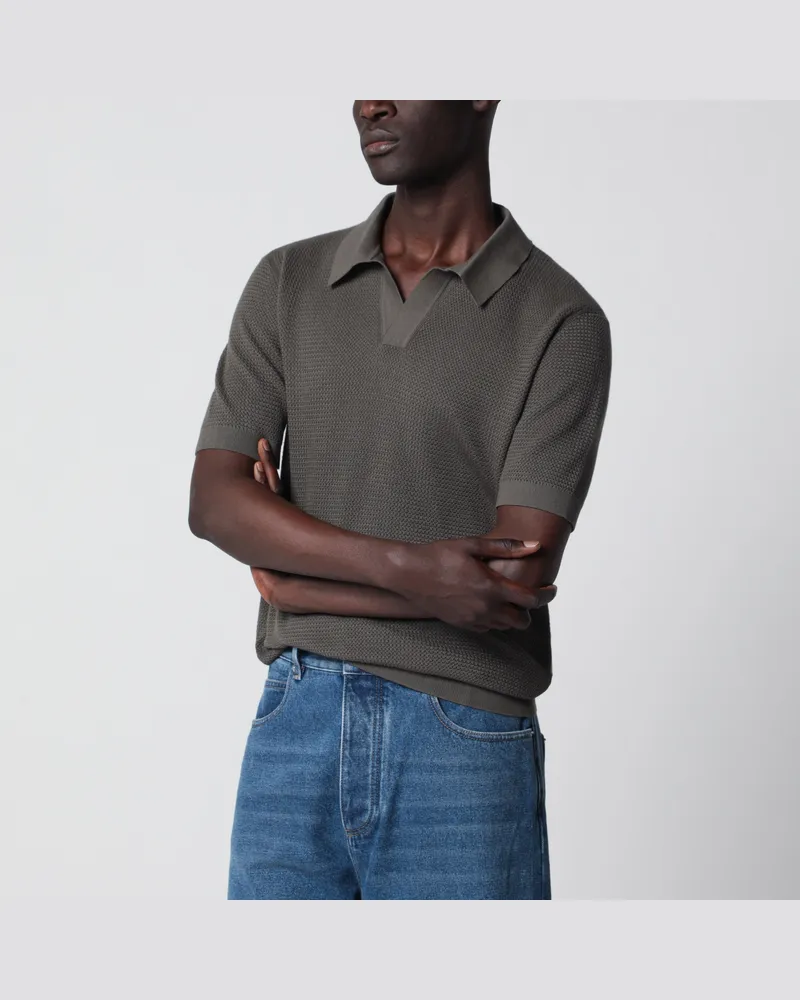 Ermenegildo Zegna Dunkel-taupefarbenes Poloshirt aus Baumwollstrick Brown