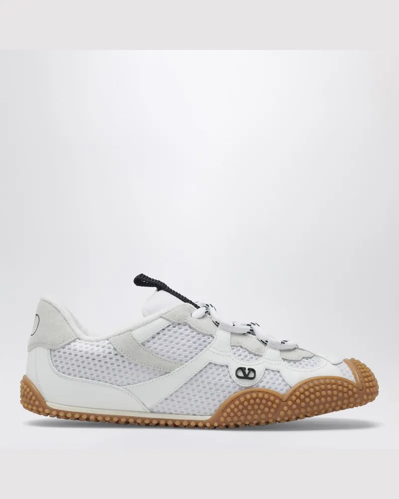 Valentino Garavani Amphibia Sneaker aus gummiertem Kalbsleder und weißem Spaltleder Weiß