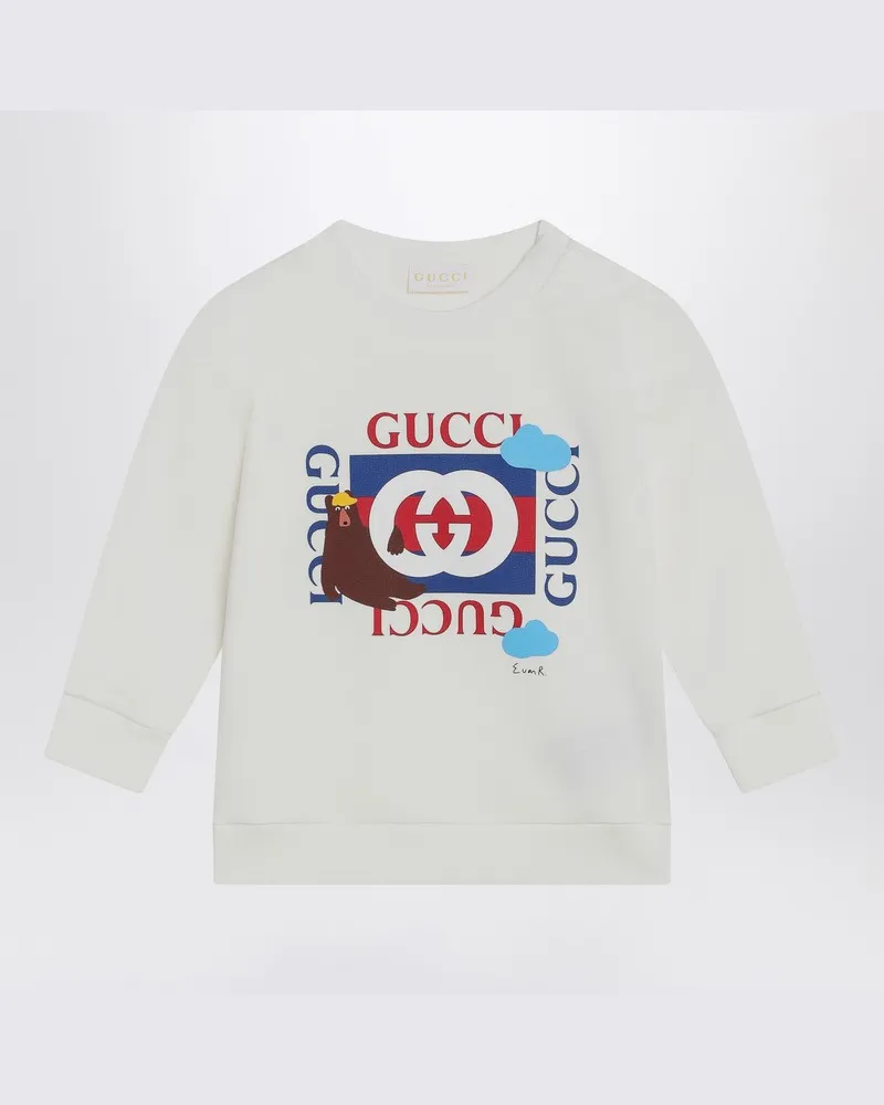 Gucci Weißes Sweatshirt mit Logodruck Weiß