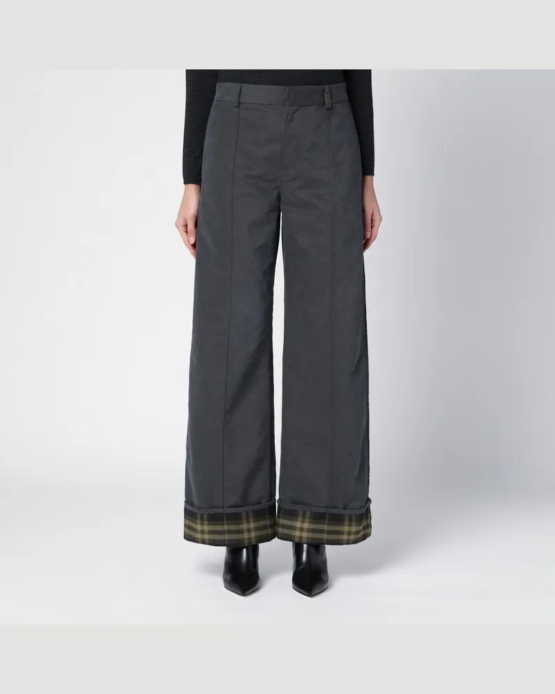 Burberry Aschfarbene Hose mit Umschlag Schwarz