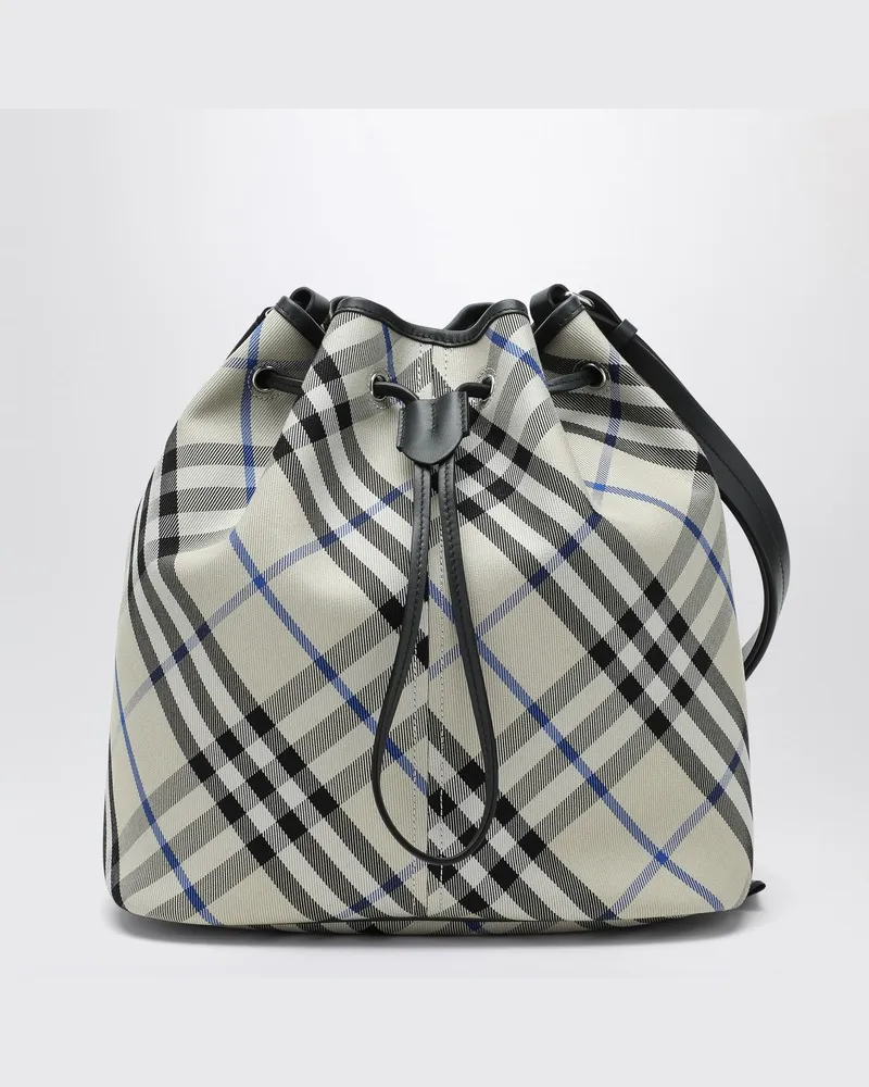 Burberry Mittlere Eimertasche mit flechtenfarbenem Karomuster Grün