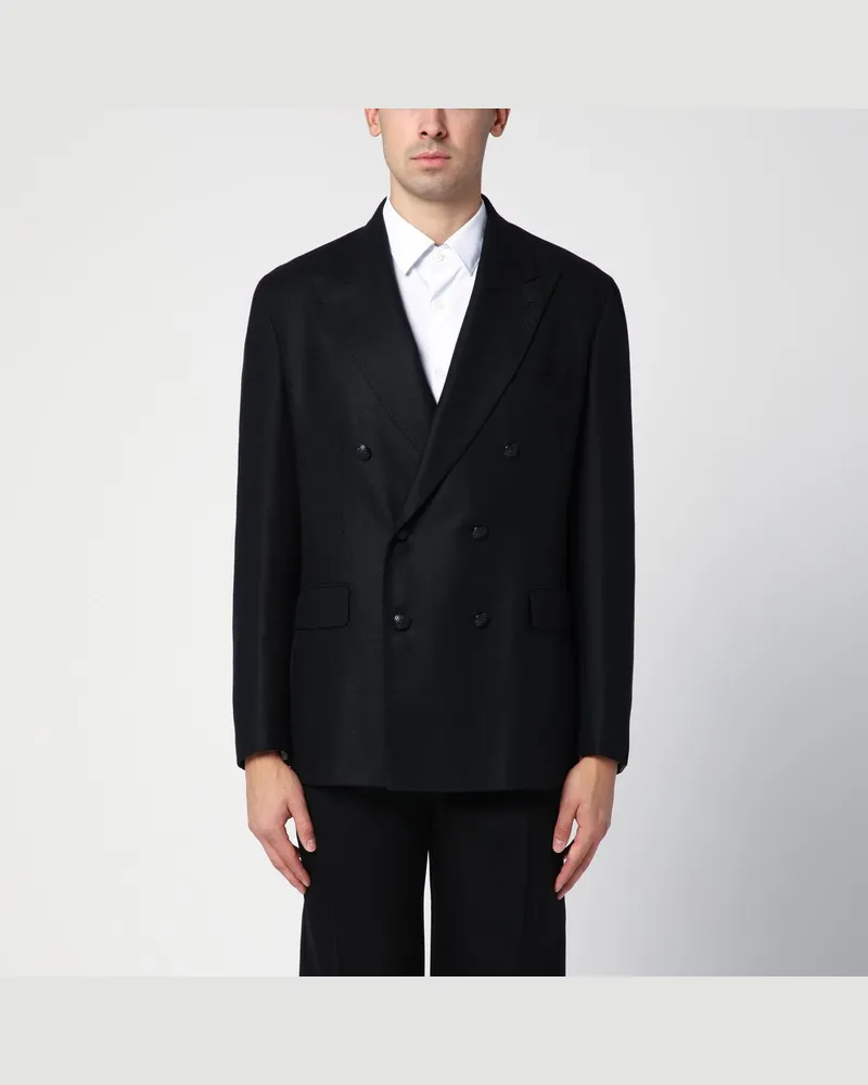 Tagliatore Schwarze zweireihige Jacke aus Wolle und Kaschmir Schwarz