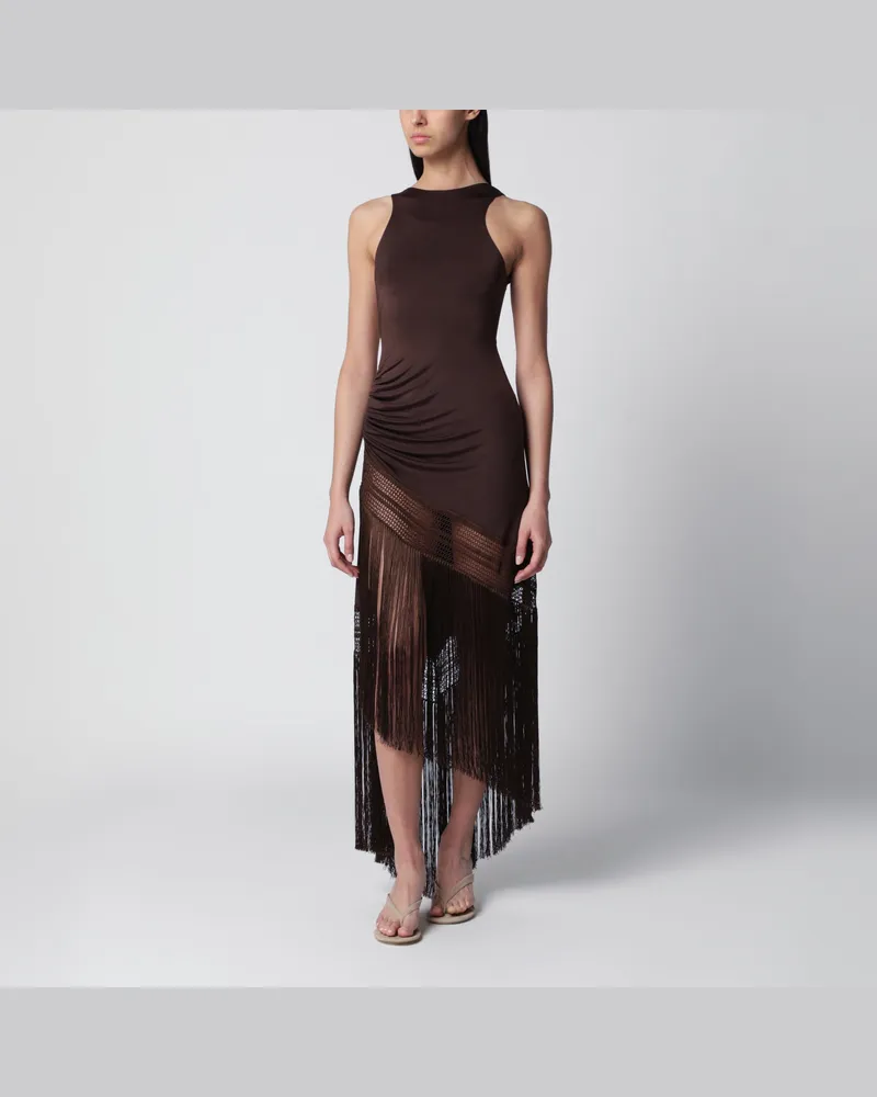 ANDAMANE Langes Kleid Marisol aus Jersey in Dunkelbraun Brown