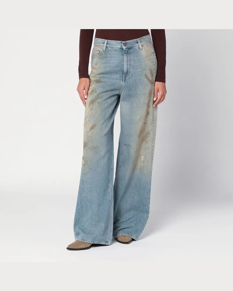 Golden Goose Weite hellblaue Jeans mit Sandwäsche und Used-Effekt 