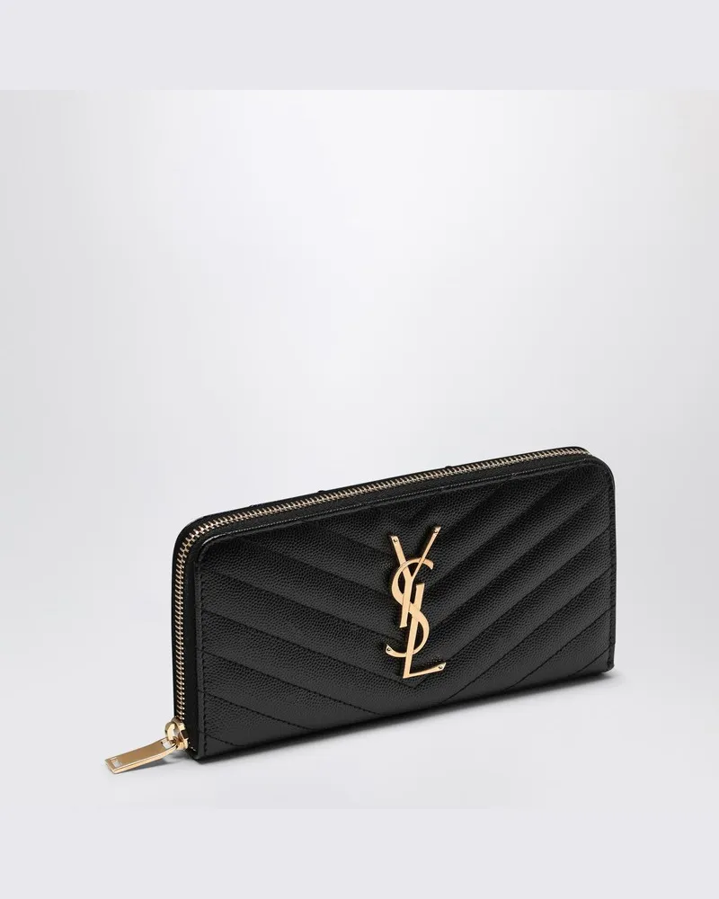 Saint Laurent Schwarzes Cassandre Zip-Around-Portemonnaie Schwarz