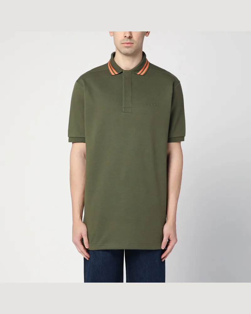 Gucci Moosgrünes Polo aus Baumwollmischung Green