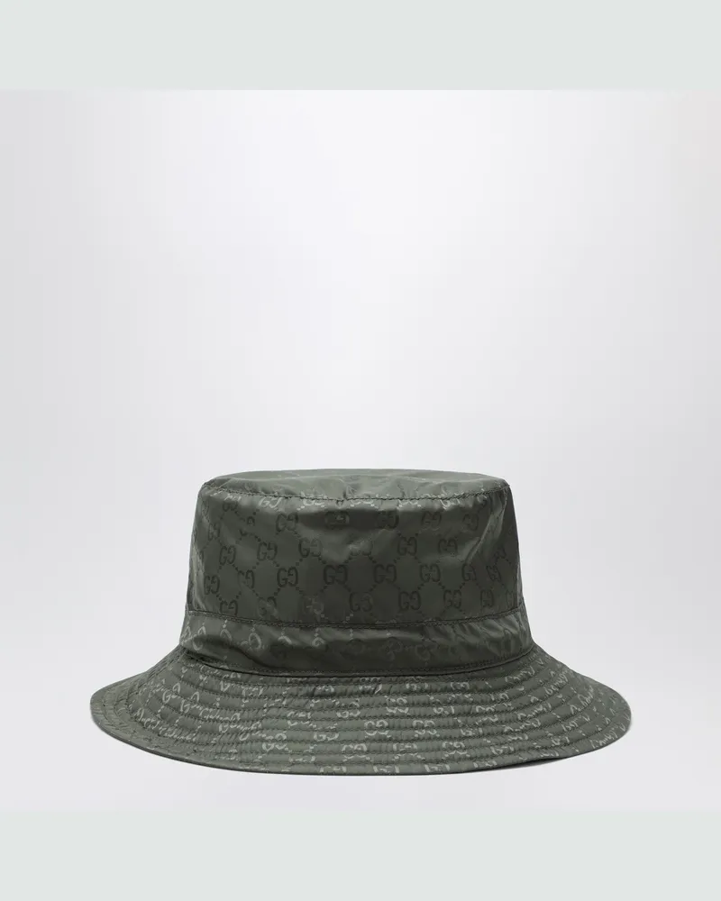 Gucci Wendbarer Hut in dunkelgrünem GG-Nylon Green