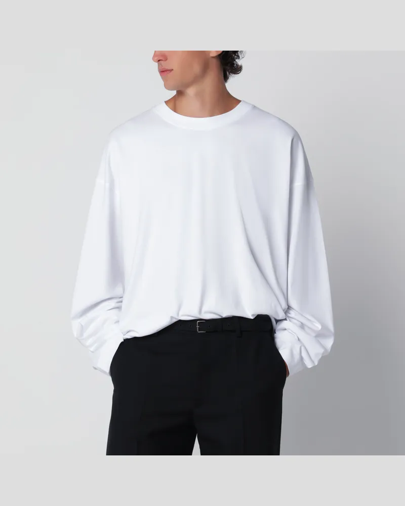 Dries van Noten Weißes Langarm-T-Shirt aus Baumwolle White