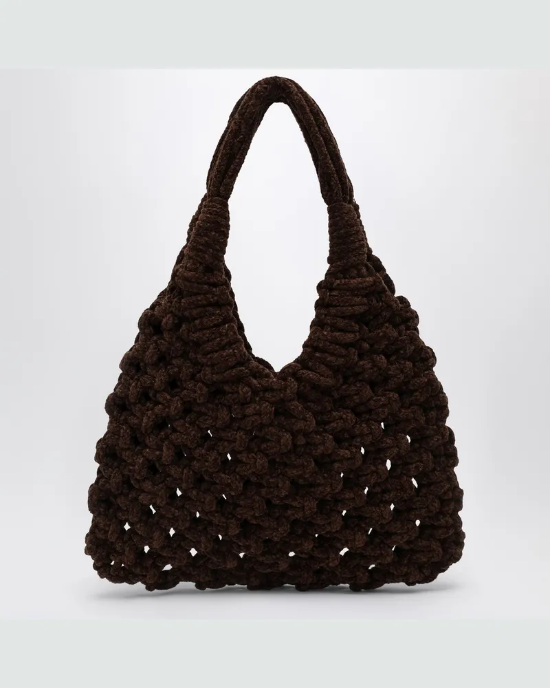 HIBOURAMA Vannifique Big Tasche aus Khaki-Samt Brown