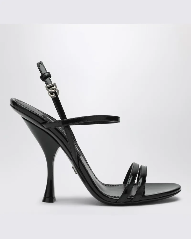 Dolce & Gabbana Schwarze Sandalen aus poliertem Kalbsleder Schwarz