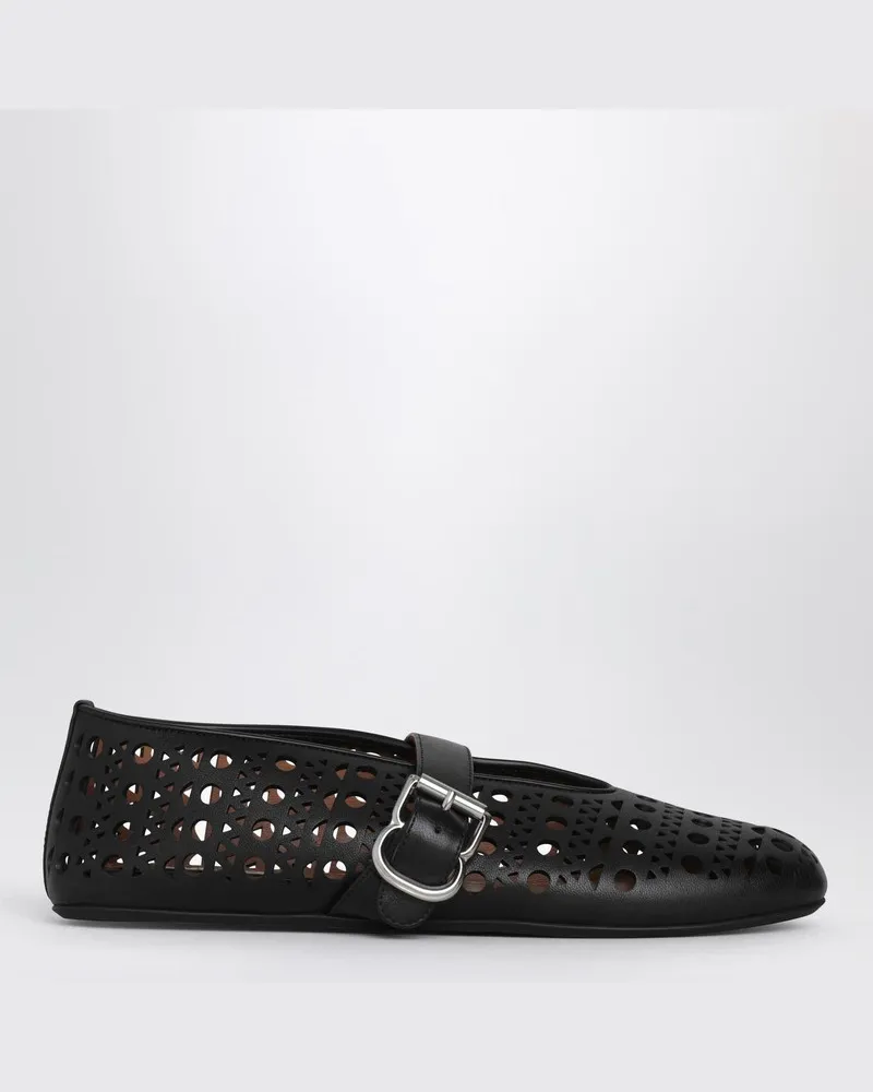 Alaïa Vienne-Ballerina aus schwarzem Leder Schwarz