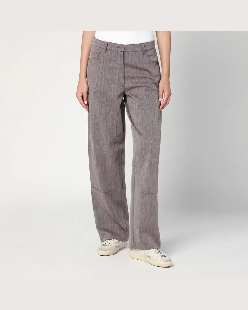 Golden Goose Hellbraune Hose aus Chevron-Wollmischung Braun