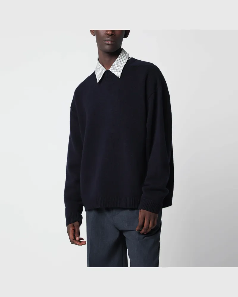 Studio Nicholson Hemyl Pullover aus dunkelmarineblauer Lammwolle Blue