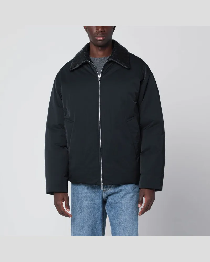 Bottega Veneta Schwarze Jacke mit Intrecciato-Kragen Schwarz